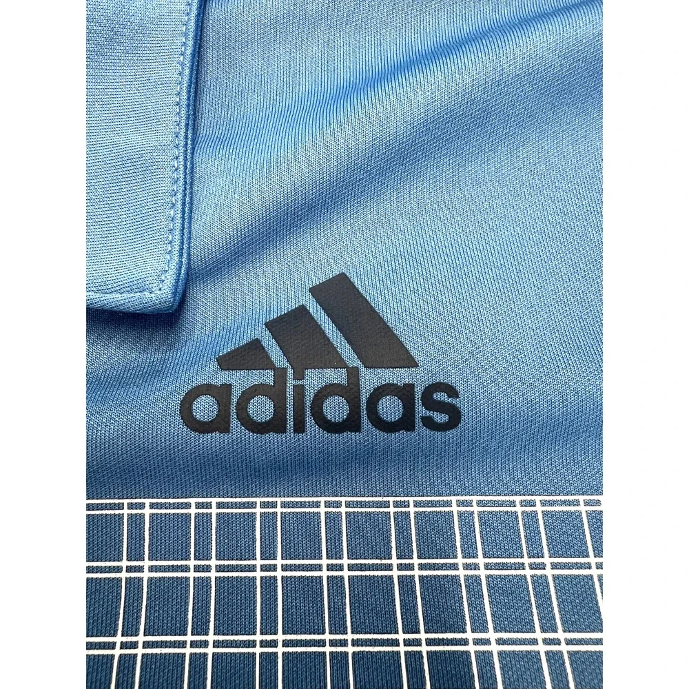 Adidas Men's Blue Plaid Golf Polo Shirt‎ Size XL